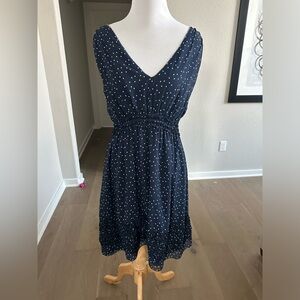 Sophie Max v-neck  blue dress white polka dots